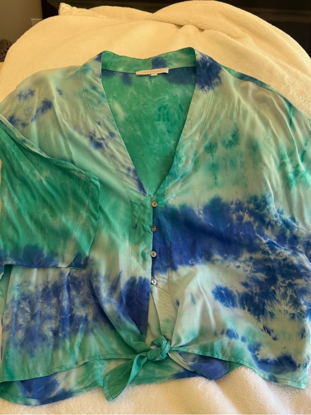 Olivaceous Teal and Blue Tie-Dye Blouse